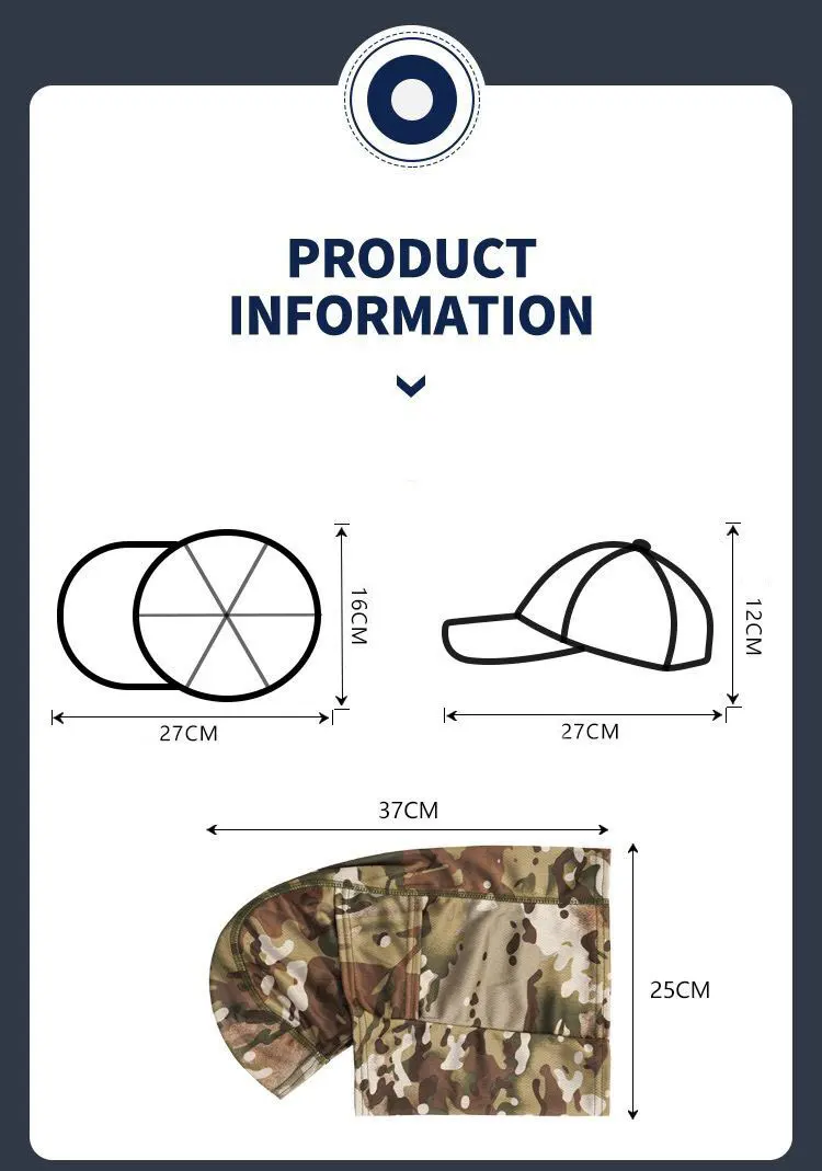 Tactical Balaclava Baseball Caps Full Face Mask Set Men Summer Snapback Sun Hat Outdoor Hunting Camouflage Balaclava 3