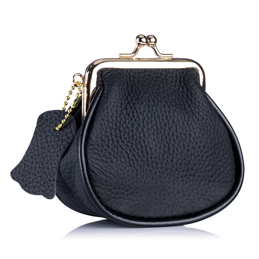 

Coin Purse Small Genuine Leather Change Purse Change Purse Wallet with Kiss Clasp Credit Card Coin Holder Pouch for Woman Girls