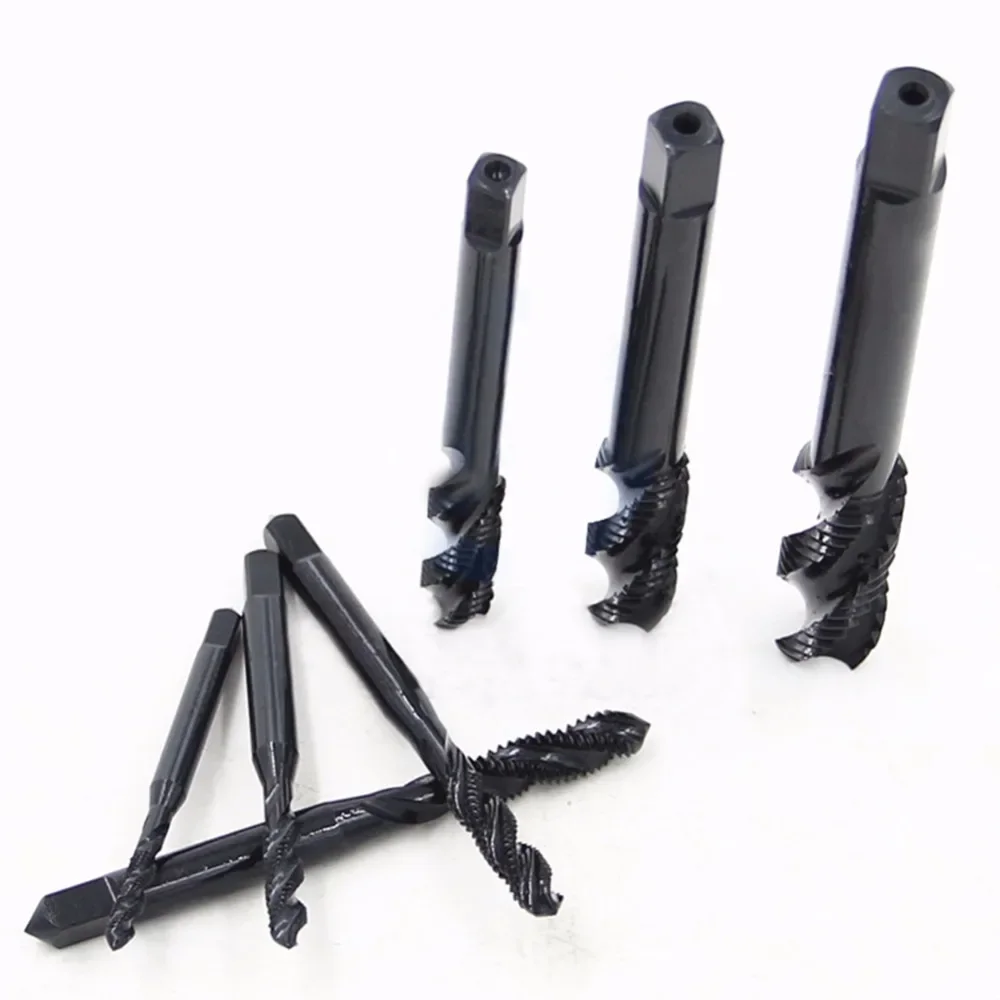 7개 세트 HSS6542 3mm 4mm 5mm 6mm 8mm 10mm 12mm 기계 나사탭, 미터법 나사산, 나선형 플루트 핸드 탭 드릴, 질화 처리된 플러그 탭