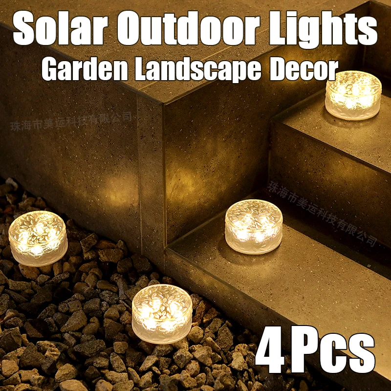 LED Outdoors Solar Tile Lights Courtyard Waterproof Villa Balcony Garden Lawn Staircase Landscape Holiday Party Decoration Lamps