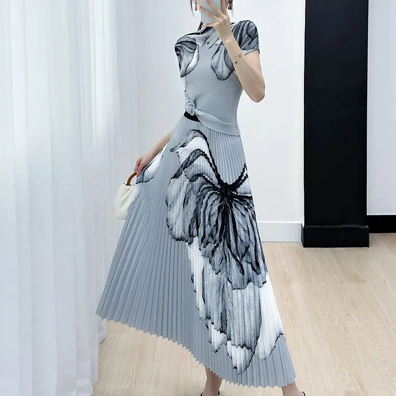 Wrinkle original with lining, long pleated set  two piece sets womens outifits  sexy two piece set women  2 piece sets
