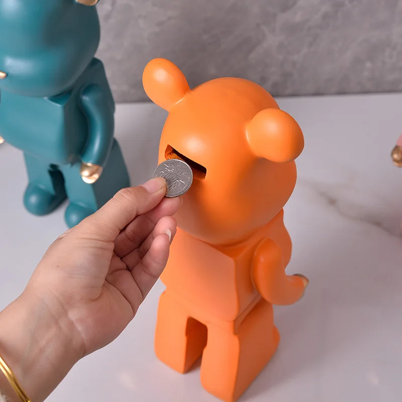 

Violent Bear Ornament Interior Decoration Light Luxury Resin Bear piggy bank Children Gifts Living Room Figurines Handmade Craft