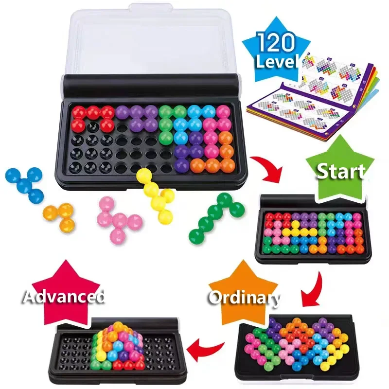 3D Bead Puzzle Logical Thinking Building Blocks 120 Challenges Intelligence Games Focus Travel Game Montessori Toys Kids Gift hot selling toys wooden children s cartoon three dimensional puzzle training focus early childhood education building blocks