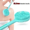 Double-Sided Shower Body Brush Silicone Long Handle Bathroom Wash Brush Bathing Massage Back Body Exfoliating Brush 1pc 4
