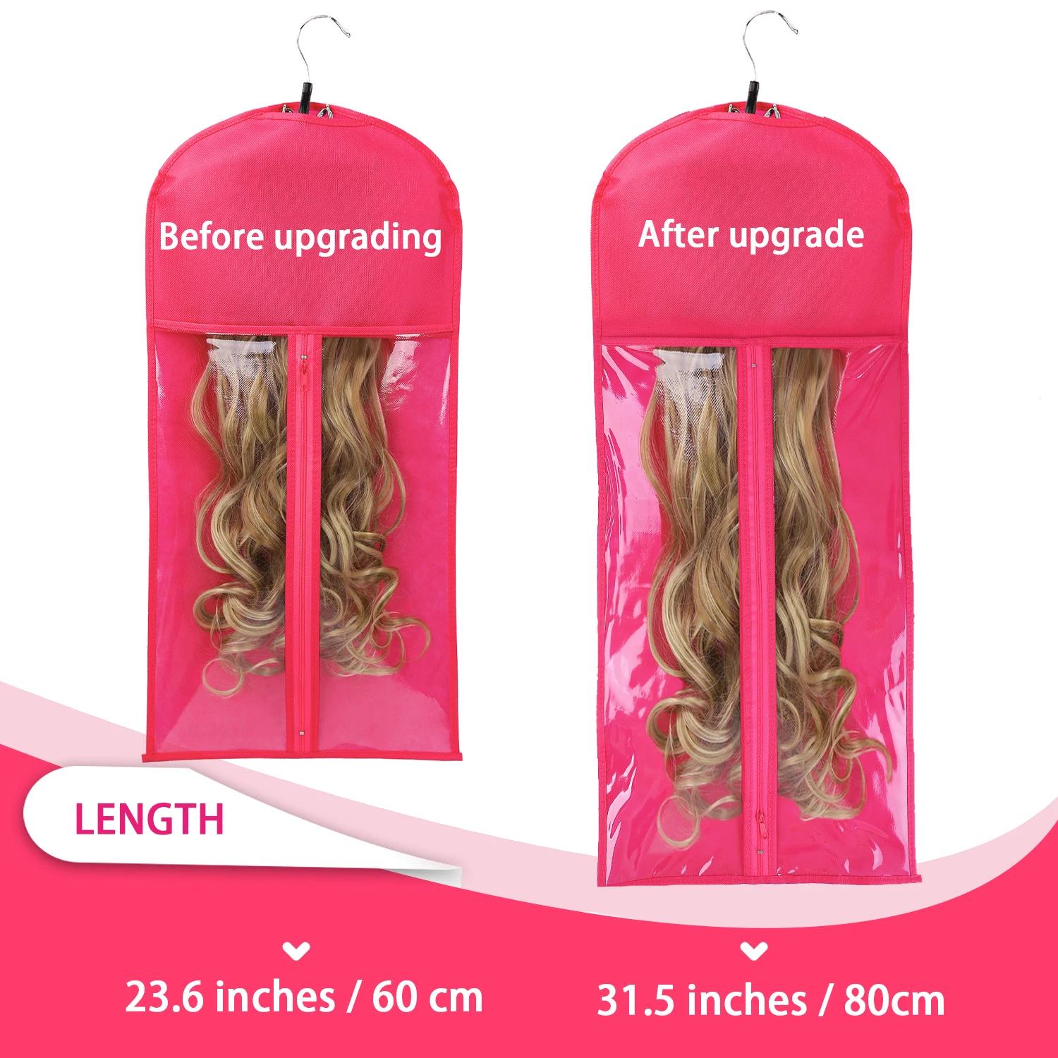 Hair Extensions Storage Bag hair extensions storage bag With Hanger Portable For Multiple Wigs Ponytail Bundles Hair Extensions