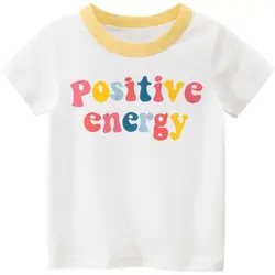 Meninos meninas oversized t shirts carta impresso o pescoço bebê unisex manga curta t bonito crianças topos 2022 verão crianças roupas