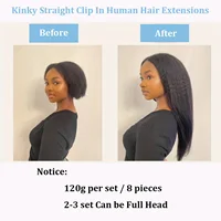 Extensions de cheveux humains crépus lisses, couleur naturelle, 100% cheveux humains Remy, 120G, 8 pièces/ensemble, tête complète pour femmes 6