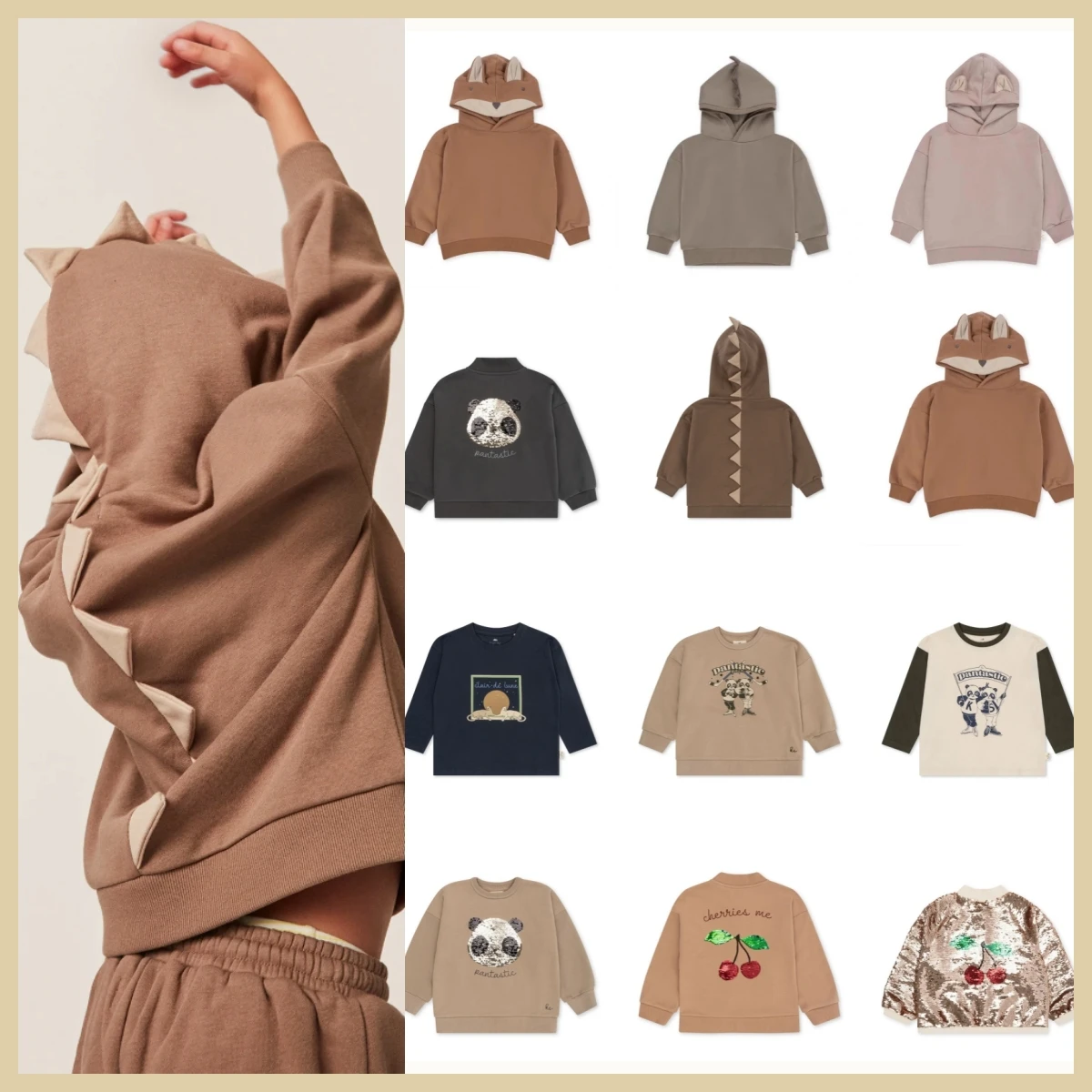 

Kids KS Bomber Jacket 2023AW Hooded Fleece Sweatshirt Boys Girls Top Jacket Sequined Panda Fleece Sweatshirt Hoodie