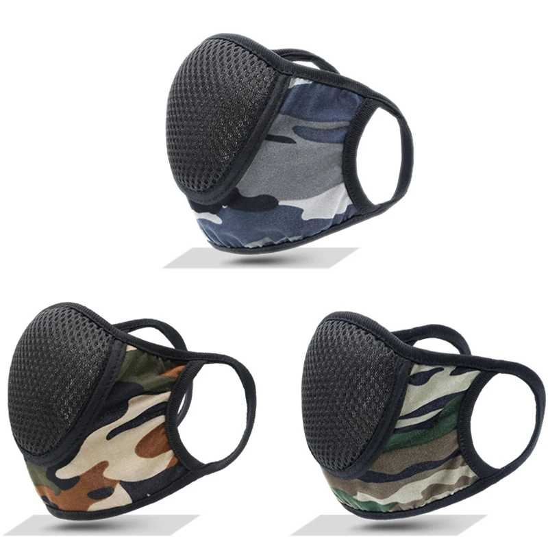 1/2PCS Colors Cycling  Breathable Mouth Mask Dust-proof Anti-ultraviolet Cotton Camouflage Masks Riding Breathanle Mesh Masks 3