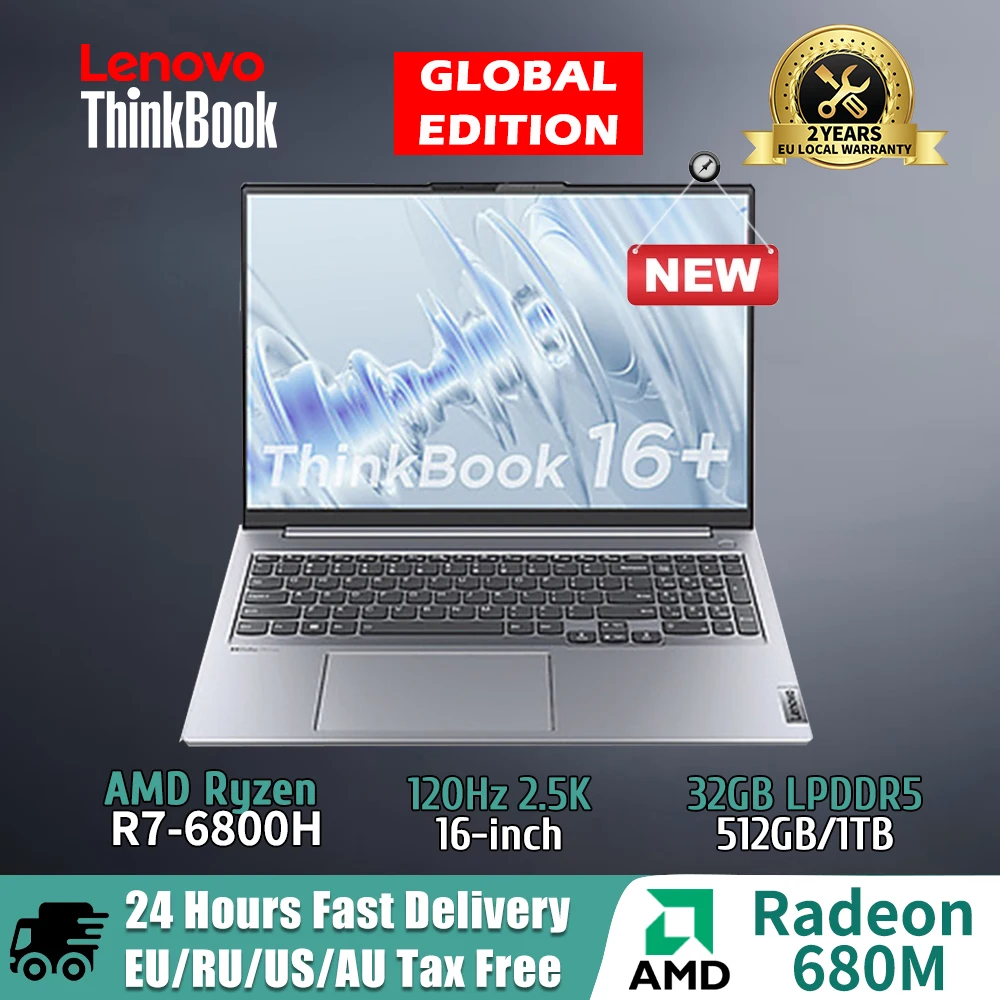 Lenovo ThinkBook 16+ Laptop AMD R7 6800H RTX2050 16GB 512G 16-Inch 2.5K  120Hz IPS Screen Ultraslim Windows 11 Notebook New - AliExpress