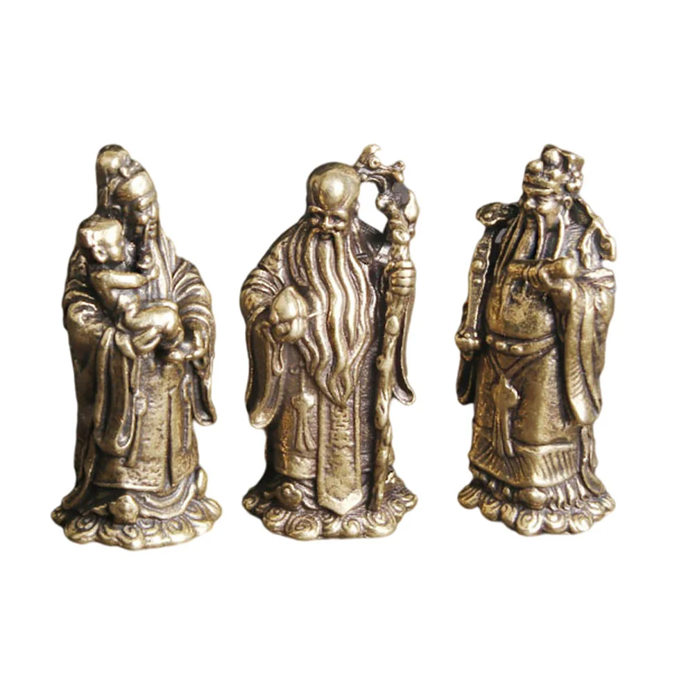 

3Pcs Brass Craft Immortal Decor Exquisite Immortal Figurine LUK Ornament