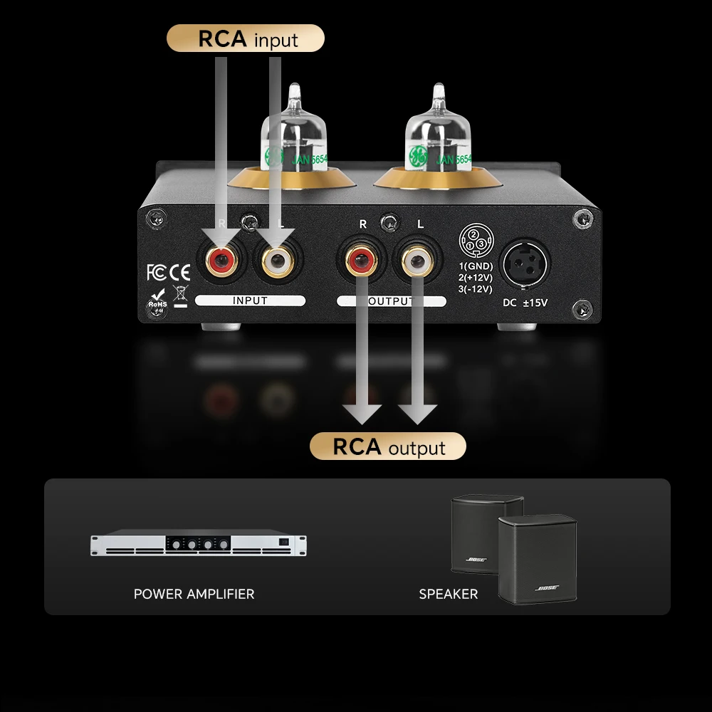 Headphone Amplifier Blue Tooth 5.0 Tube Preamp Amplifier Stereo Preamplifier With Treble Bass Tone Adjustment