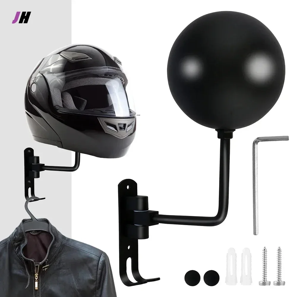 Motorcycle Helmet Holder 180&deg; Rotatable Aluminum & Stainless Steel Wall-Mounted
