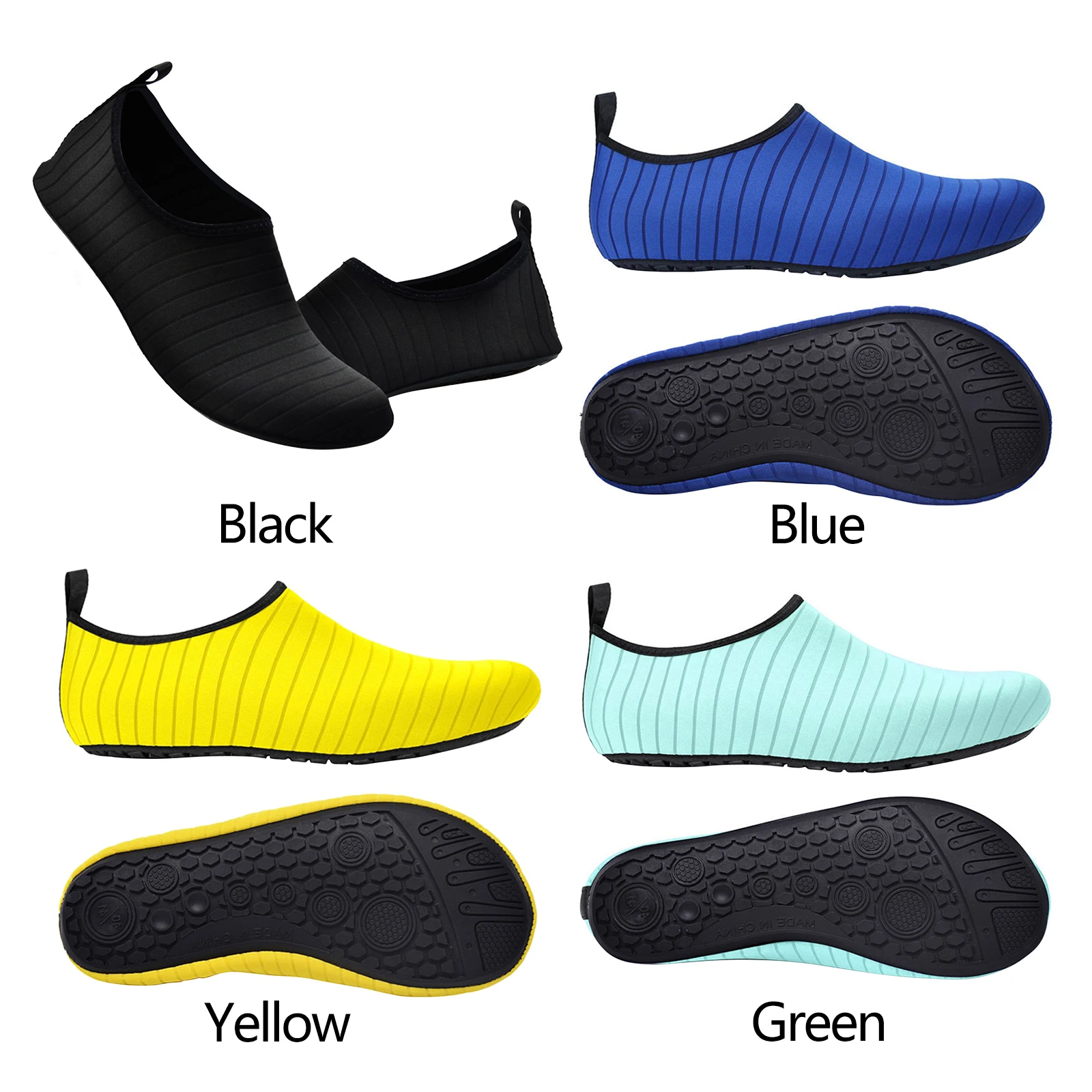 Mens Slip-On Water Shoes Aqua Socks with Strap 