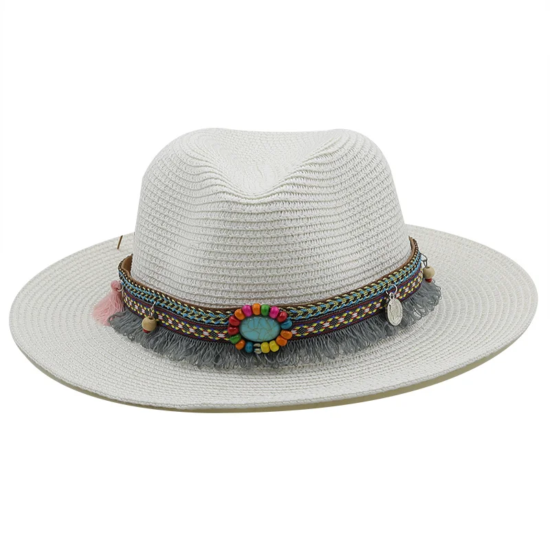 56-58-60cm Fashion Panama Hats for Women Men Jazz Fedoras Cooling Sun Hats Summer Breathable Elegant Ladies Party Hat Wholesale 22
