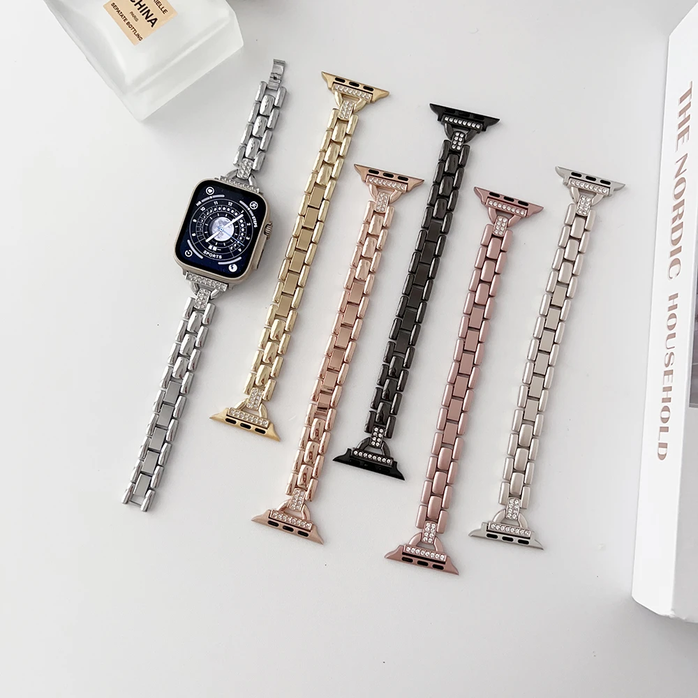 

Тонкий металлический ремешок с пряжкой D Word для Apple Watch 45 мм 44 мм 49/42/41 мм 40 мм iWatch Series 8 7 6 5 4 3, женский роскошный ремешок