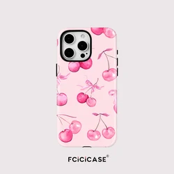 Acrylic Pink Cherry Pattern Phone Case with MagSafe Compatibility - iPhone 17 Pro (TYFL325)