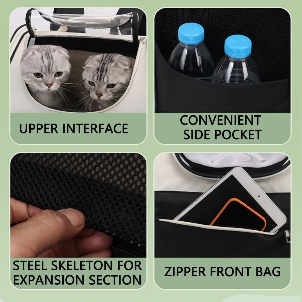 Expandable Pet Backpack Carrier Portable Breathable Pet Carrying Backpack Zipper Foldable Outdoor Tote Bag for Cats Puppy