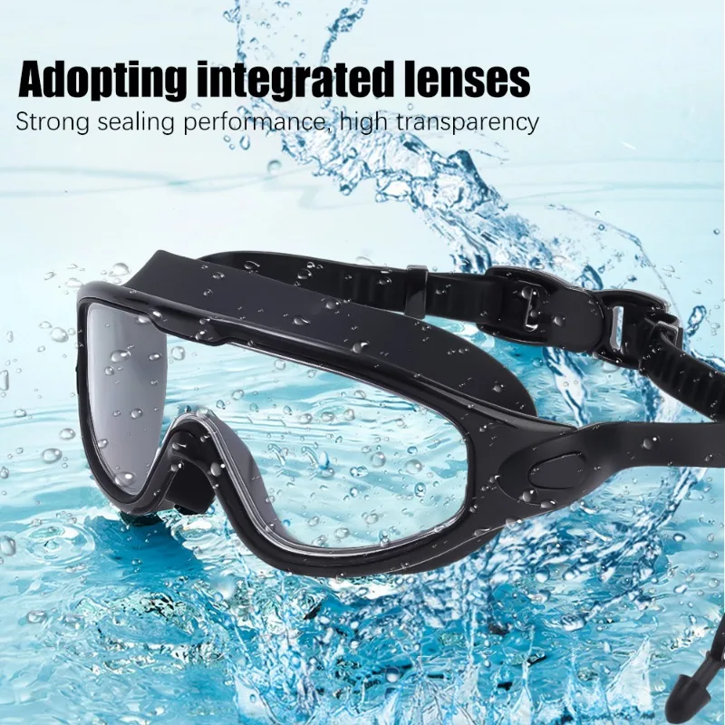 Flat Light Swimming Goggles Anti-fog Snorkeling Diving Swim Eyewear Waterproof Big Frame Glasses Men Women Swimming Accessories 3