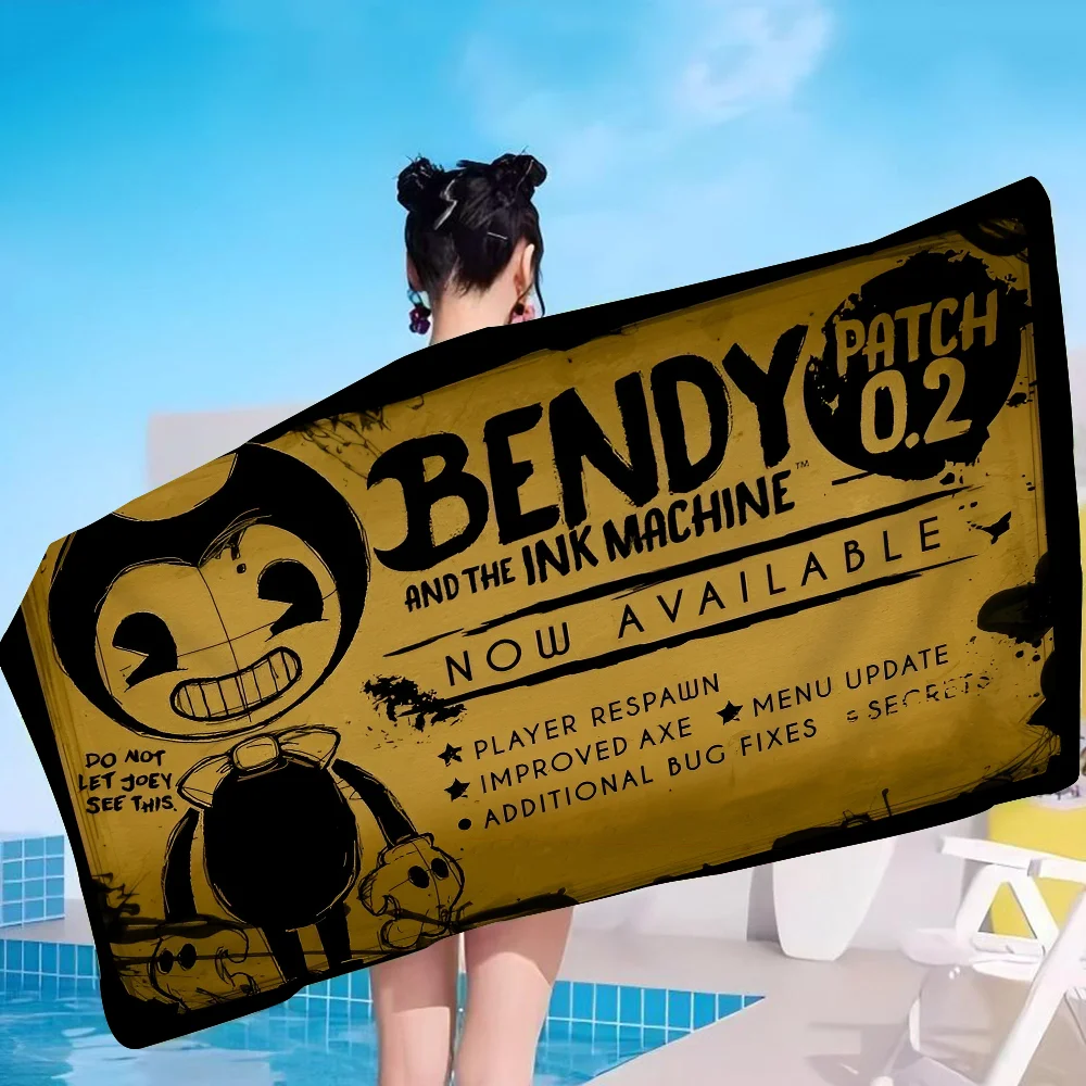 B-Bendy and the Ink M-Machine Anime Beach Swimming Towel Soft Absorbent Washcloth Children's Gifts for Kids Travel Camping Gym