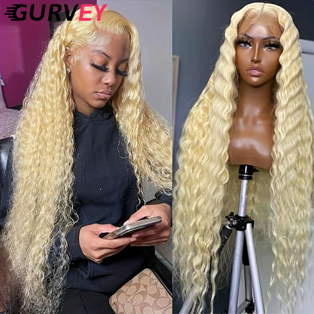 

613 Blonde Deep Wave Lace Frontal Wig Peruvian Colored Glueless Wigs For Women 13x4 Lace Front Human Hair Wigs Pre Plucked