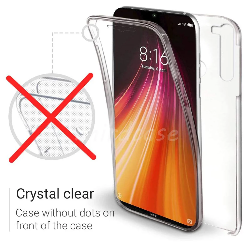 360° Full Body Shockproof Clear Phone Case with PC+Silicone Bumper