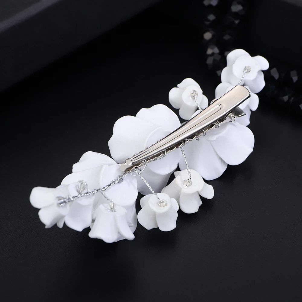 Flower Headpiece Women Bridal Hair Clip Party Headdress Wedding Hair Accessories Crystal Tiaras