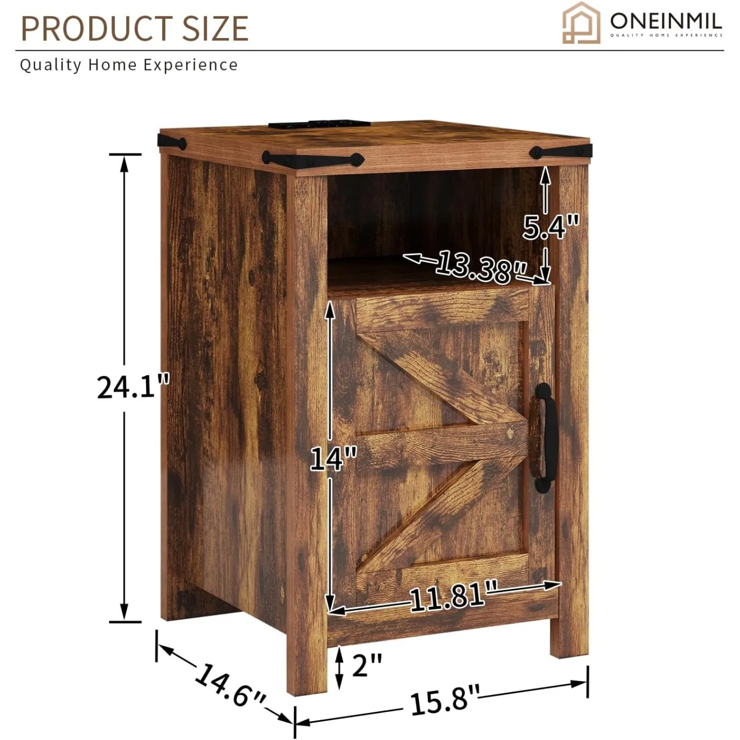 End Table with Charging Station, Farmhouse with Barn Door, 2-Piece Set ﻿ 2
