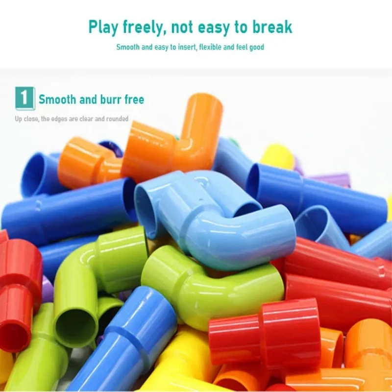 Color Pipe Building Blocks Children DIY Assembling Pipeline Tunnel Plastic Splicing Building Blocks Kids Educational Toys Gifts
