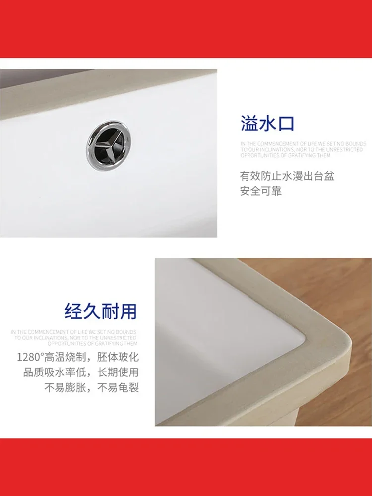 Embedded Wash Basin 50/60/80cm Bathroom Cabinet Ceramic Washbasin 1 M