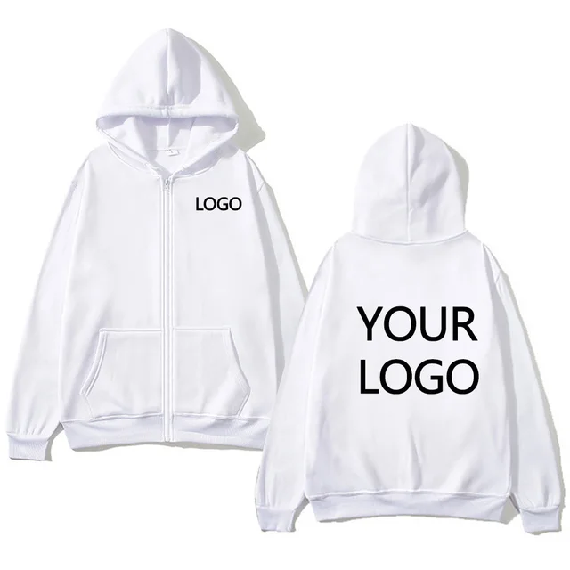 DIY Personalised customised logo, men's street hoodie, zip front sports sweatshirt, women's casual knitted hoodie, couple's gift 2