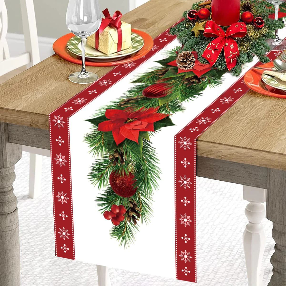 Festive Christmas Table Runner - Holiday Home Decoration & New Year Ornament