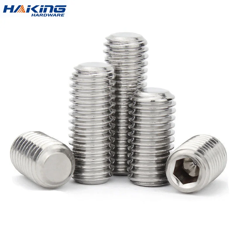 10pcs/lot Hexagon Hex Socket Set Screw Flat Point Allen Head M2 M2.5 M3 M4 M5 M6 M8 M10 M12 M14 M16 Stainless Steel Headless