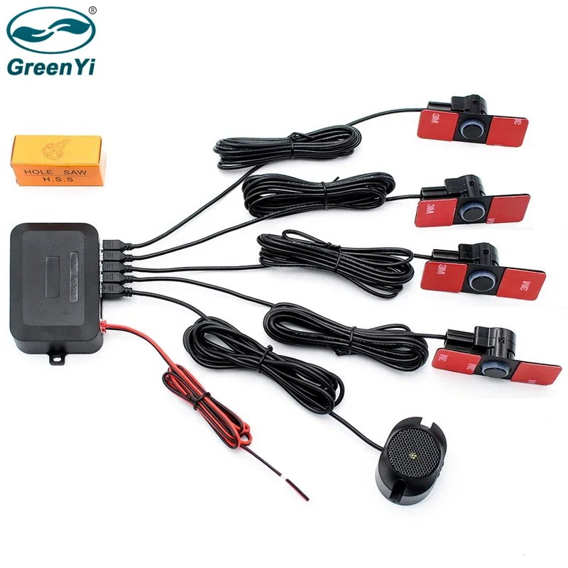 Parking Sensor Kit GreenYi Car Parking Sensor Buzzer Alert Radar Parktronic With 16mm Original Flat Sensors