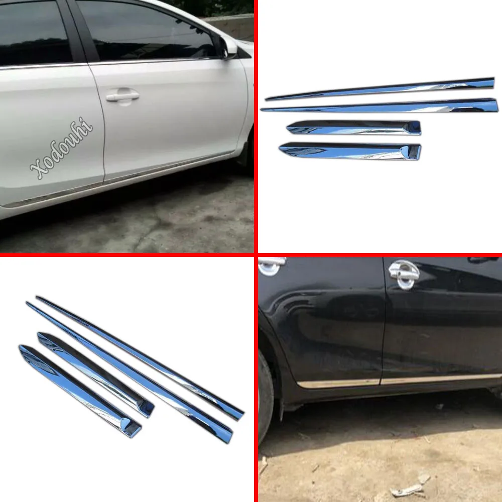 

Car Styling Side Door Trim Strip Molding Frame Panel Bumper Body 4pcs For Toyota Vios/Yaris Sedan 2014 2015 2016 2017 2018 2019