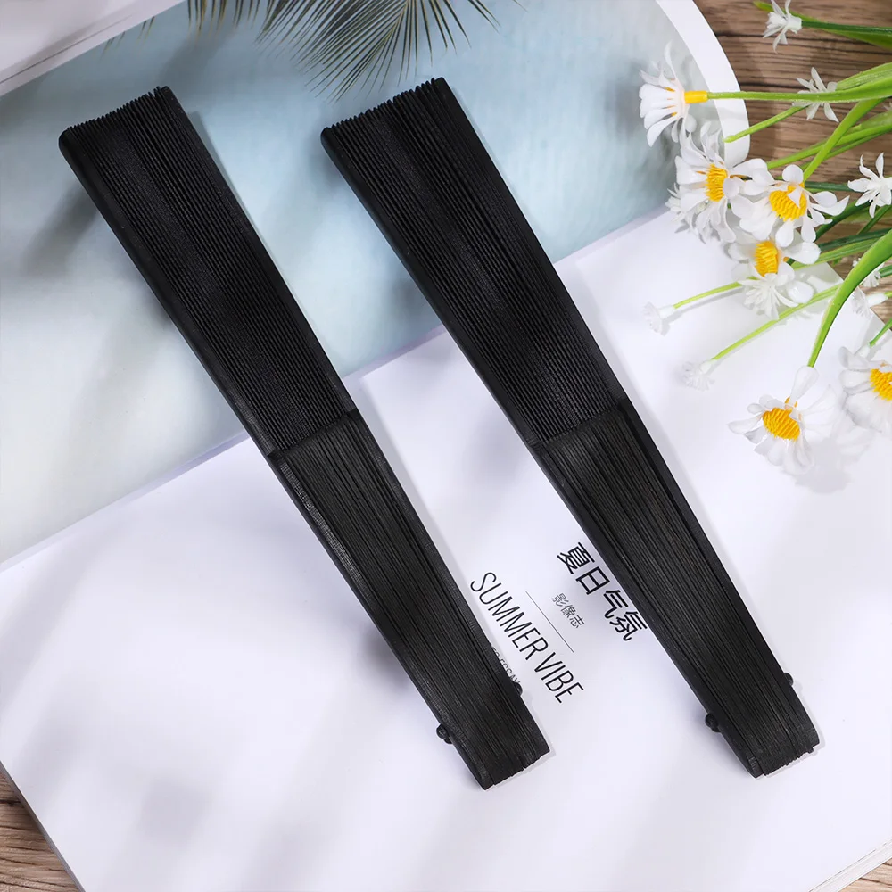 Description Picture 5 of item8.27"(21cm) Black Silk Folding Fan Chinese Style Hand Held Bamboo Fans Ribs Home Party Decoration Dance Props Desktop Ornament