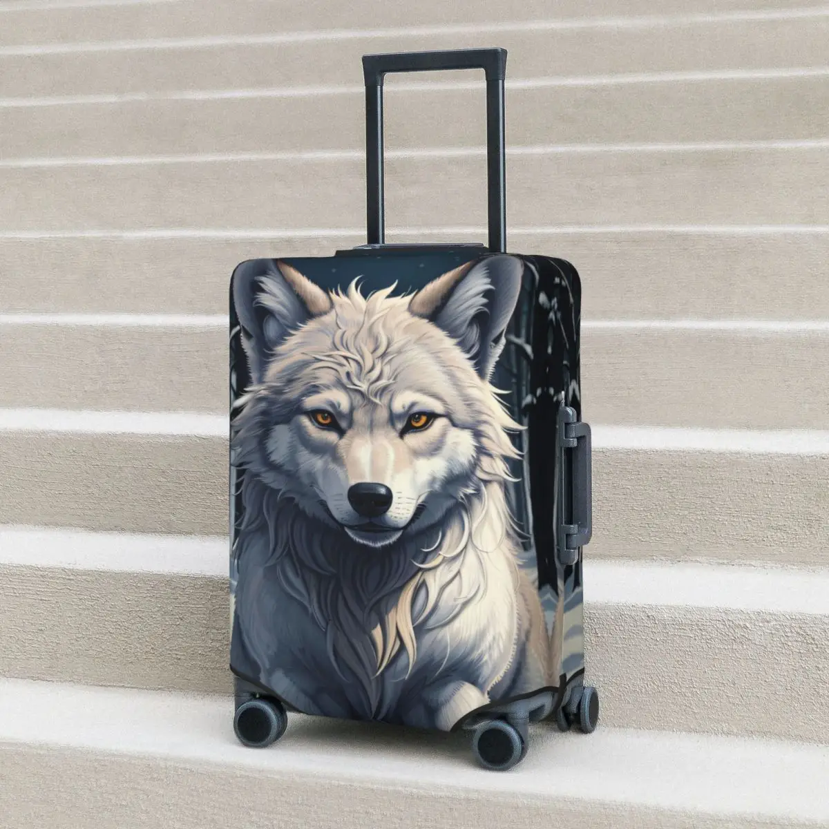 

Howling Wolf Suitcase Cover Flight Animals Strectch Luggage Supplies Cruise Trip Protector