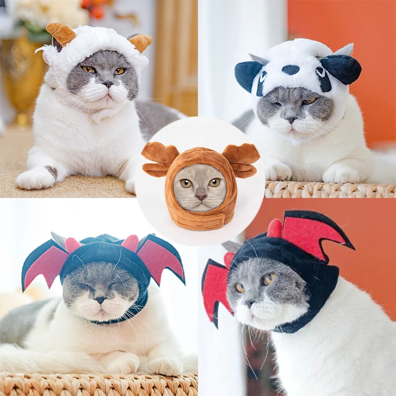 Cat Cute Cartoon Decorative Funny Cat Headwear Cat Dog Hat Headgear Pet  Cute Funny Artifact Warm Plush Pet Hat Pet Photo Props