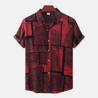 Men's Summer Hawaiian Casual Fashion Social Beach Style Short Sleeve Oversized Flower Print Loose Vintage Resort Shirt Chinese 2