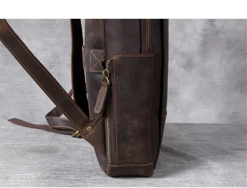 PNDME Vintage Einfache Crazy Horse Rindsleder Echtes Leder männer frauen Rucksack Große Kapazität Laptop Rucksack Reise Büchertaschen – Detail 20