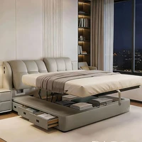 Lit de massage moderne et simple, design de lit double en bois pour filles, lit plateforme Queen de luxe pour chambre à coucher, meubles de salon 1