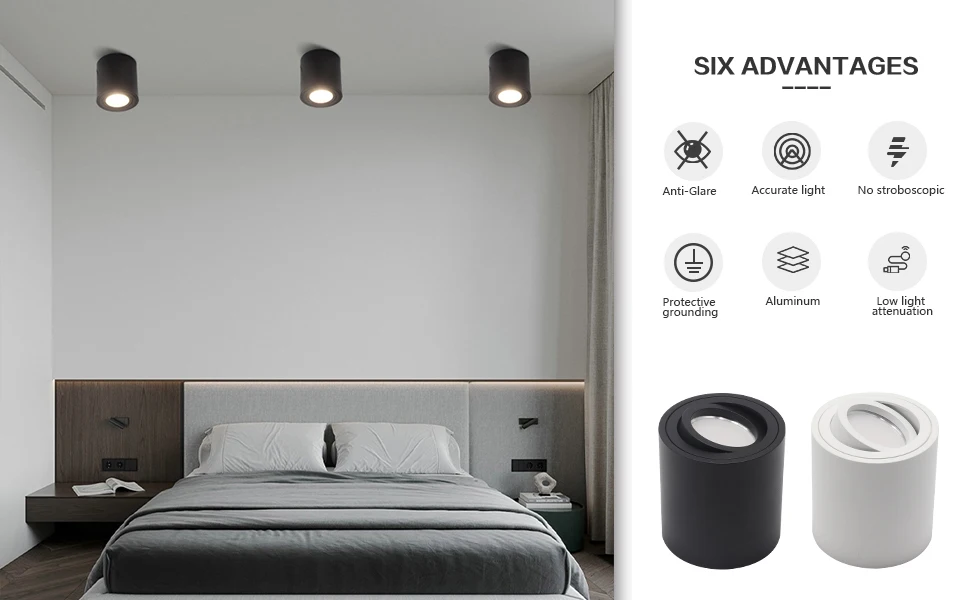 2pcs Spotlight GU10 Fitting Round LED Surface Mounted Ceiling Spot Light GU 10 Halogen Bulb Cylinder Down Lamp Fixture 220V