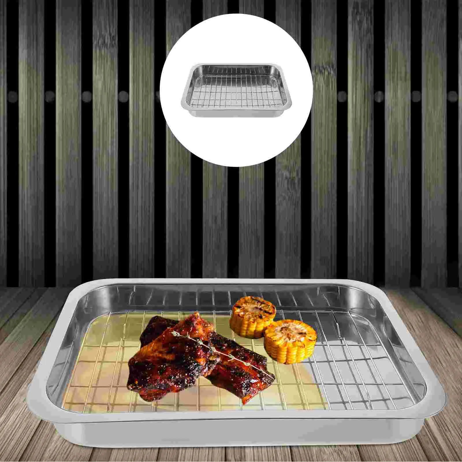 

Sheet Pan with Rack Stainless Steel Tray Cookie Sheet Oven Pan Toaster Oven Pan for for Kitchen Restaurant Steak