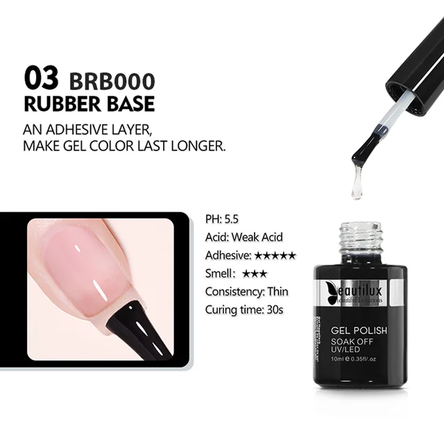 Beautilux Primer Rubber Base Top Coat Velvel Matte Top Coat Nail Art Degisn Clear Blossom Blooming Gel Foil Transfer Gel 10ml Rubber Base