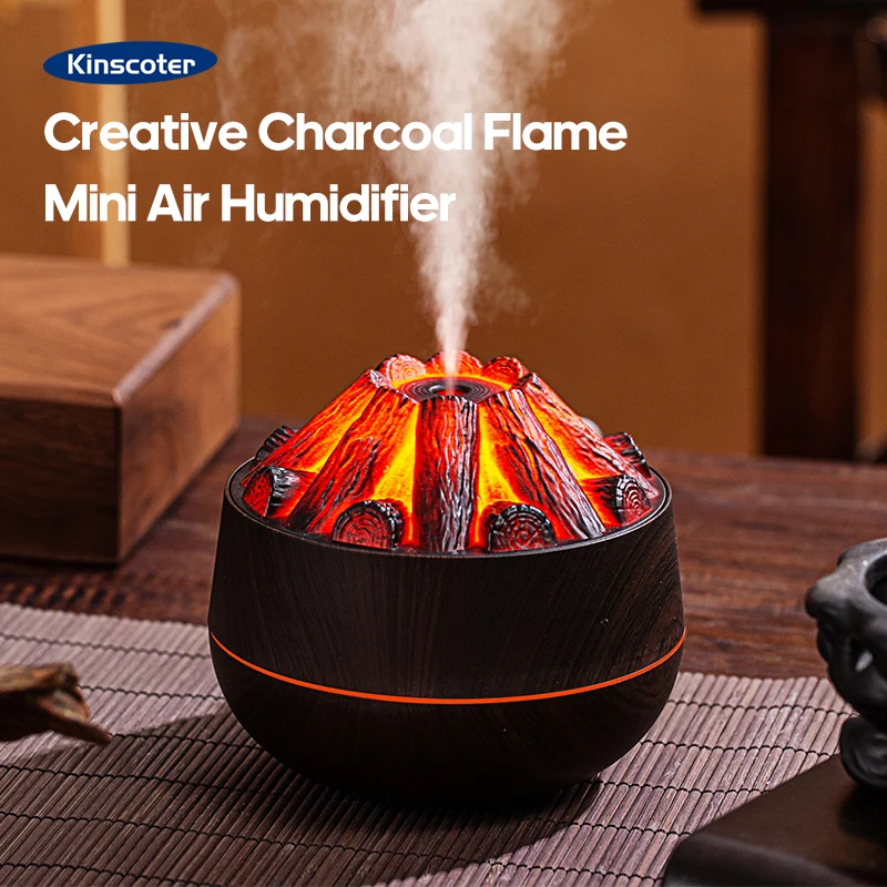 Simulated Campfire Air Humidifier Woodstove Fireplace Water Mist Diffuser Classic Woodgrain USB Ultra Sonic Mist Sprayer 1