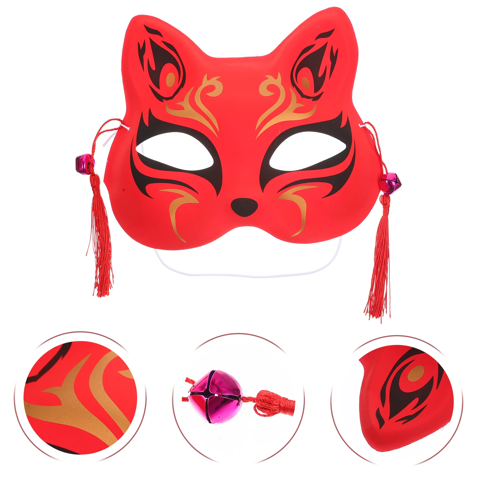 

Japanese Hand-Painted Decorate Kabuki Kitsune Half Face Mask Anime Cosplay Halloween Party Masquerade Costume Props