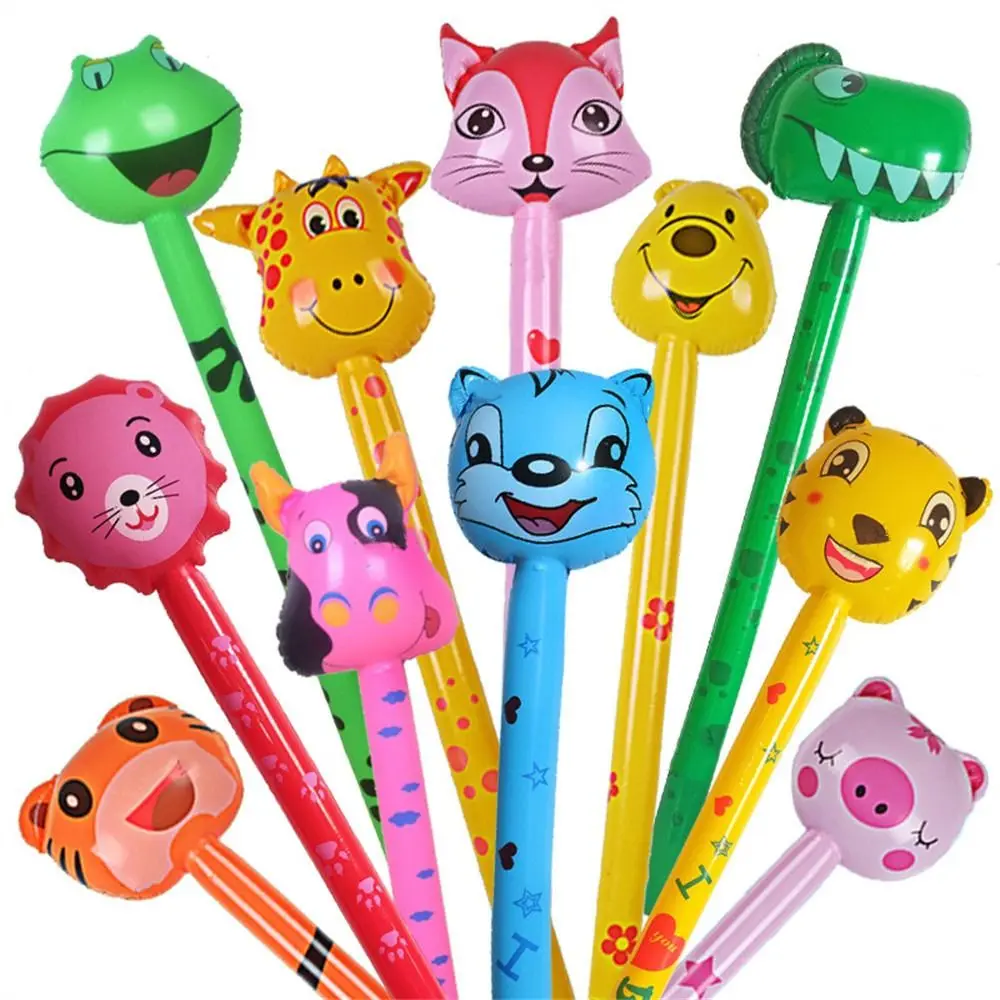 

Animal Theme Inflatable Animals Stick Jungle Safari Balloon Sticks Inflatable Toys with Sound Blow Up Inflatable Hammer Sticks