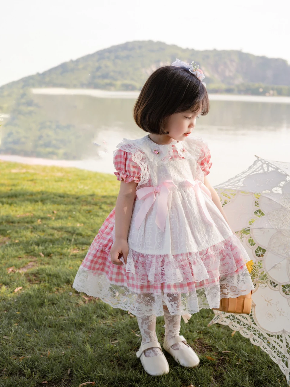 Exclusive creation Baby Summer Spanish Lolita Princess Ball Gown Pink checked lace Design Birthday PartyEvening dress