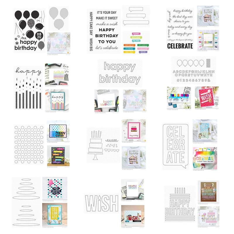 

New 2022 July Oval Shadows Birthdays Balloon Cutting Dies Clear Stamps Scrapbooking for Paper Making Embossing Frames Card