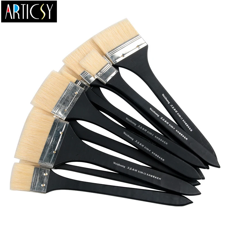 

Щетка из высококачественной щетины разных размеров, ручка длинная деревянная ручка гуашевые щетки для рисования акриловых стен